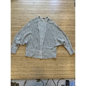 Free People Wing Sleeve Cardigan Sweater Every Season Beige/GrayTweed Style Knit